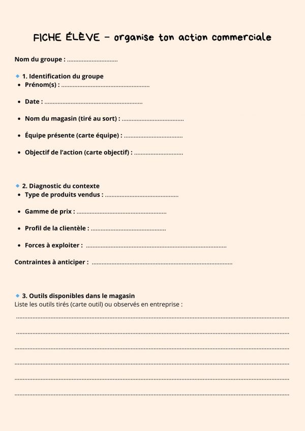 Organise ton action commerciale – Jeu pédagogique à imprimer – Image 7