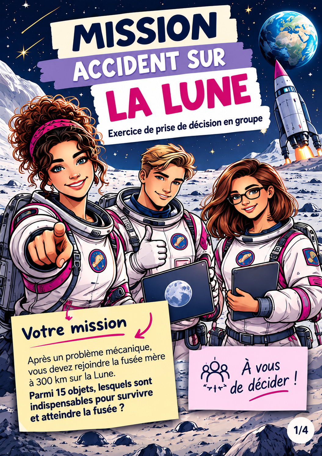 Accident sur la Lune : une activité pour travailler la prise de décision en groupe